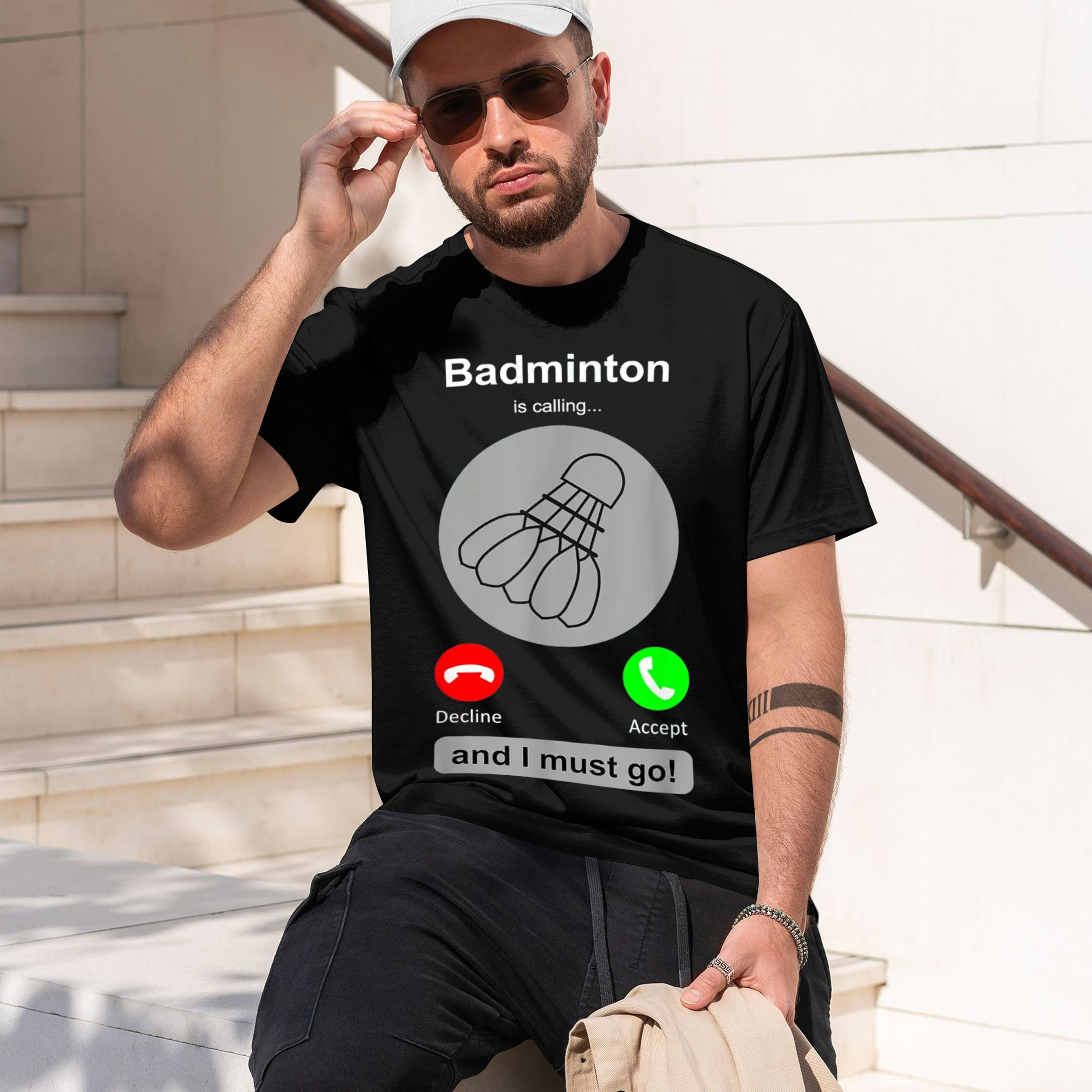 Casual Style Men's T-Shirt Bad - Badminton Is Calling 리뷰 및 가격