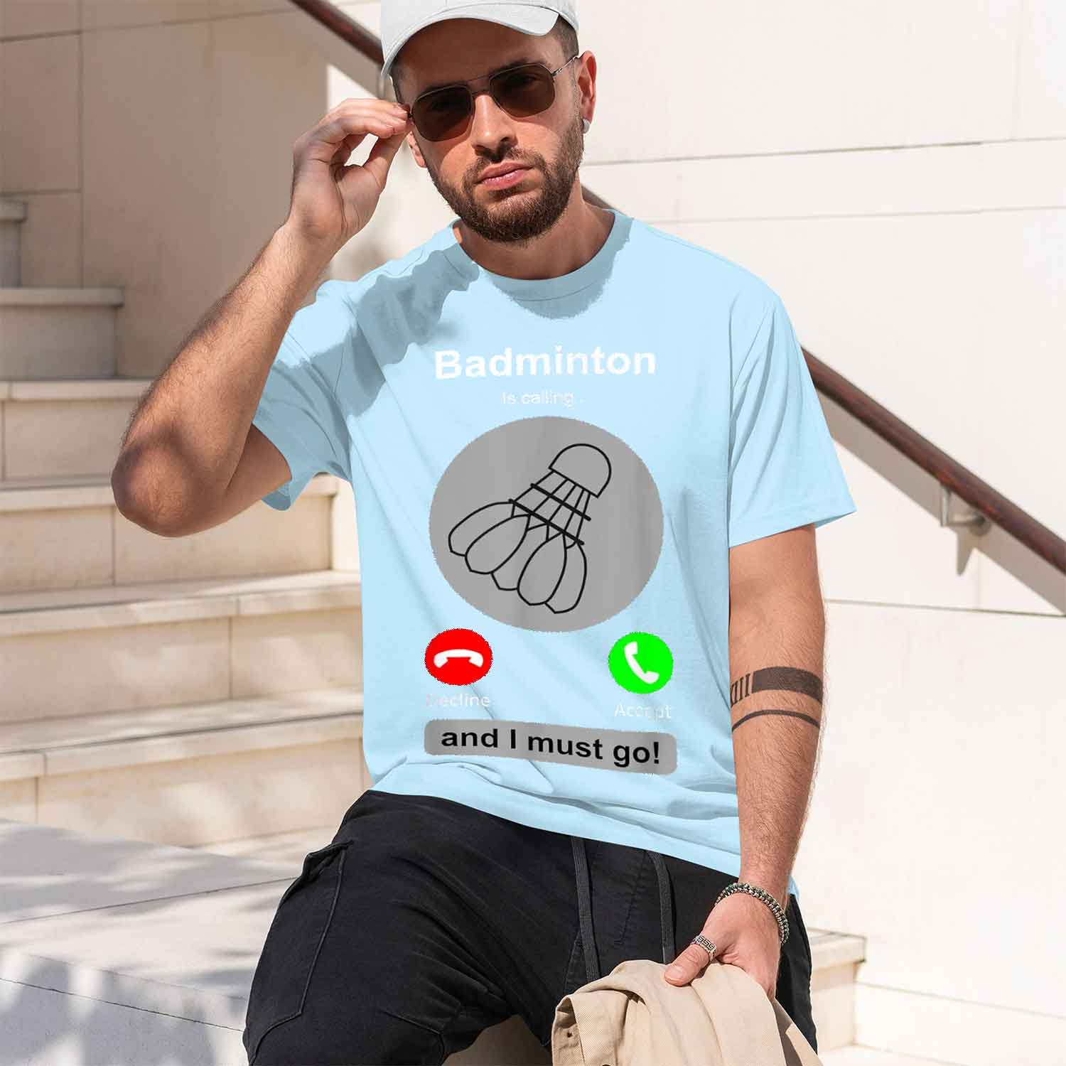 Casual Style Men's T-Shirt Bad - Badminton Is Calling 리뷰 및 가격
